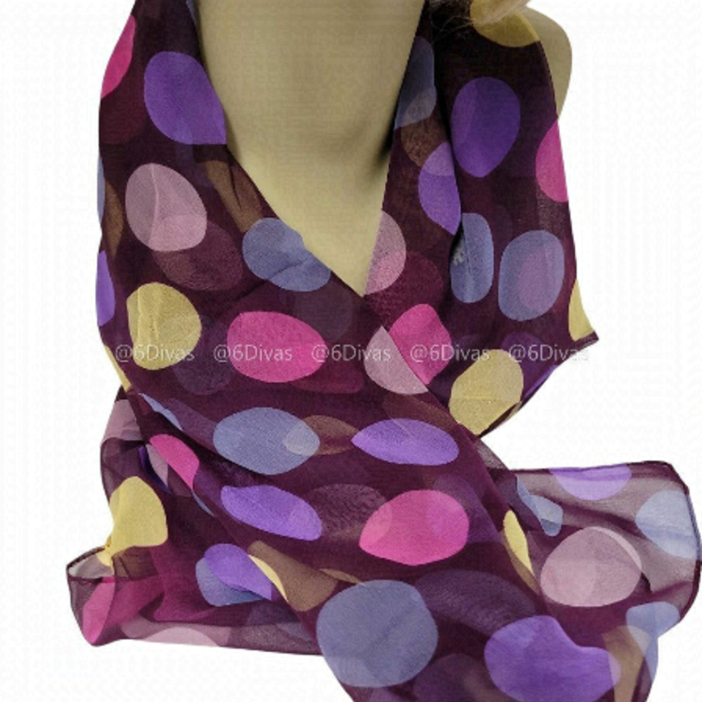 Multicolor Large Polka Dots On Purple Background (PU02)…